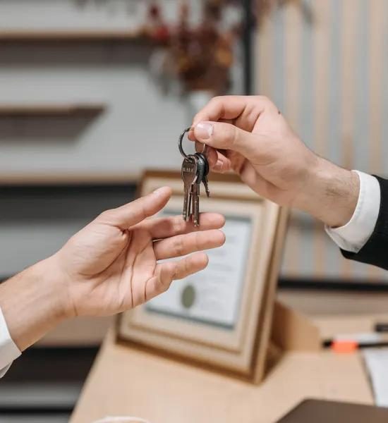 Keys being handed over for a property rental